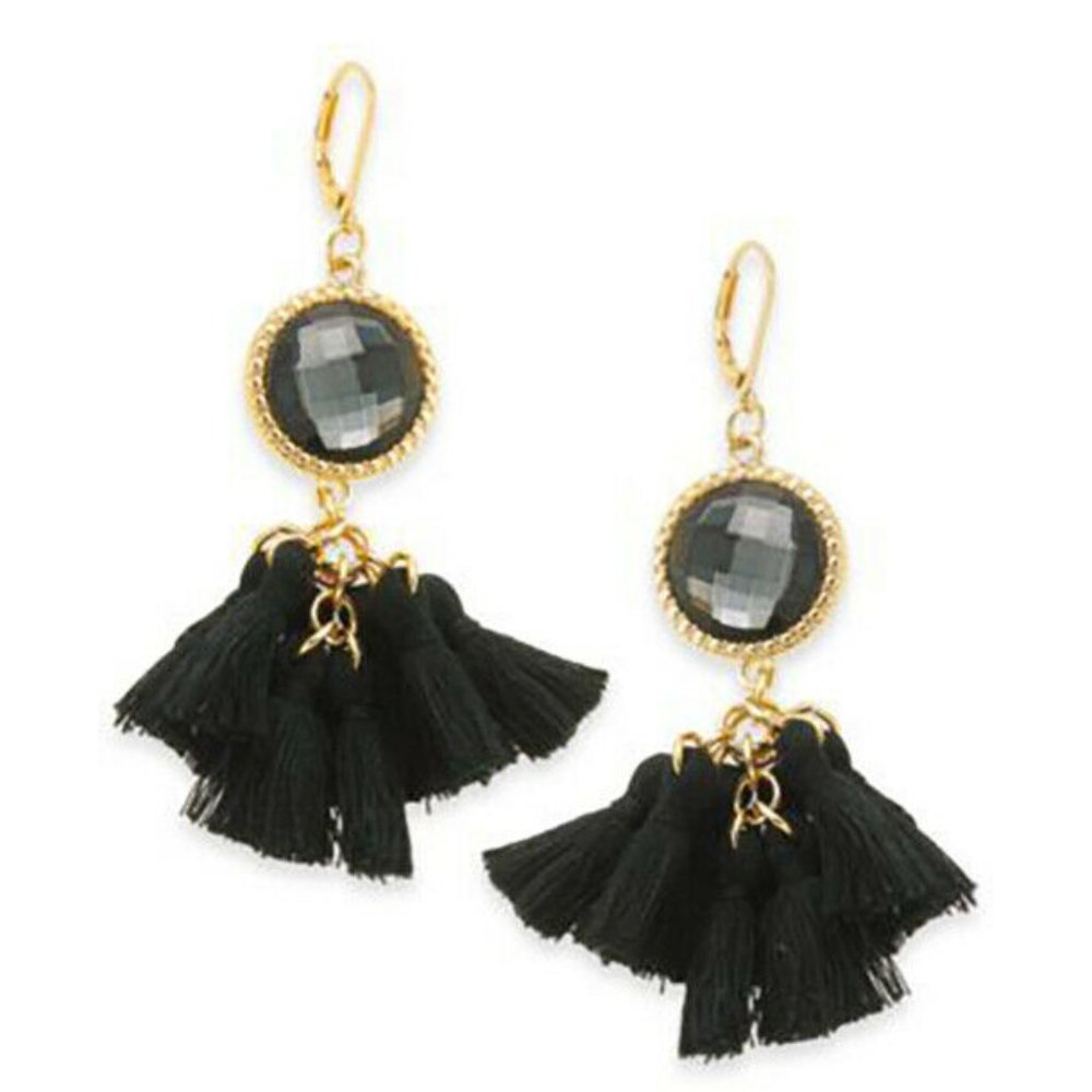 Elegant INC Gold-Tone Stone & Tassel Drop Earrings – Save 50% Today!